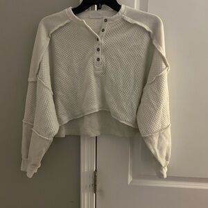 Urban Outfitters Cream Textured Long Sleeve Top